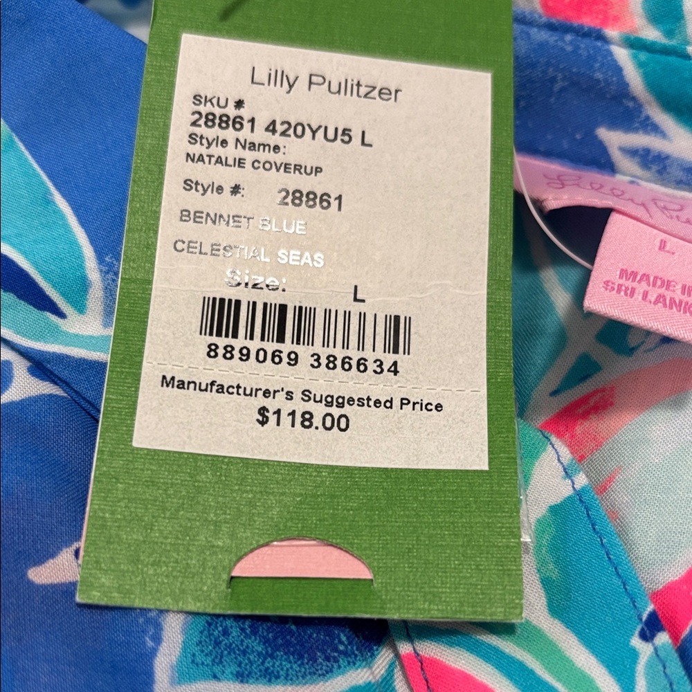 Lilly Pulitzer Colorful Floral Button-Up Shirt / coverup NEW WITH TAGS - Picture 4 of 4